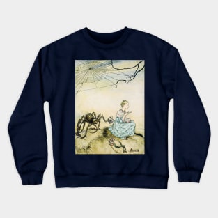 Vintage Nursery Rhyme, Little Miss Muffet by Arthur Rackham Crewneck Sweatshirt